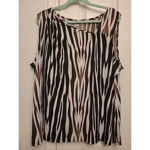 Worthington Womans Sz 3X Plus Blouse Tank Top Animal Print Asymmetrical Neckline